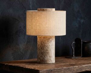 Sculptural Travertine Lamp