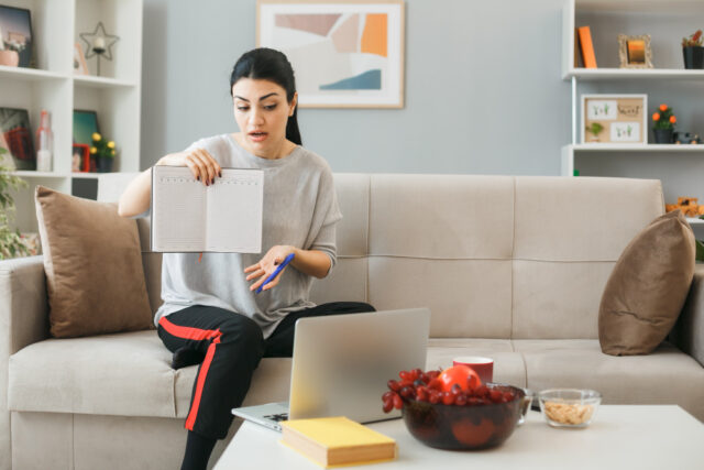 frugal living girl stressed about her spendings