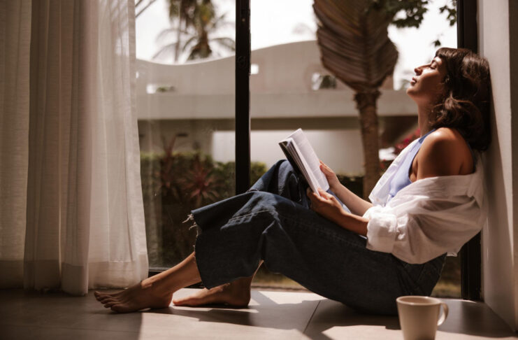 girl sitting and relaxing